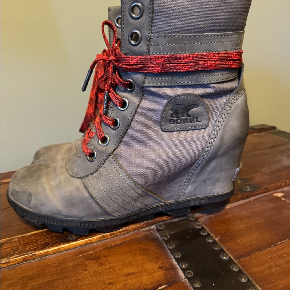 Sorel Lexie Wedge Ankle Boot - Size 10 Quarry Leather - Picture 5 of 10